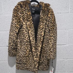 DKNY Women's Animal Print Teddy Jacket